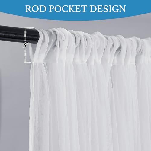 RYB HOME Gazebo Sheer Curtains Outdoor, Waterproof Privacy Protect Light & UV Reducing Curtains for Porch Pergola Pavilion Cabana, W 100 x L 96 inches, White, 2 Panels Set by RYB HOME - Image 3