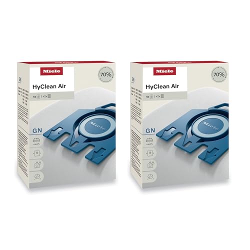 Image of Miele Original GN AirClean 3D Efficiency Vacuum Cleaner Bags for Miele Classic C1, Complete C2 /C3, and S2 /S5 /S8 Vacuum Cleaners, Pack of 4 Dust Bags and 2 Filters - 10123210