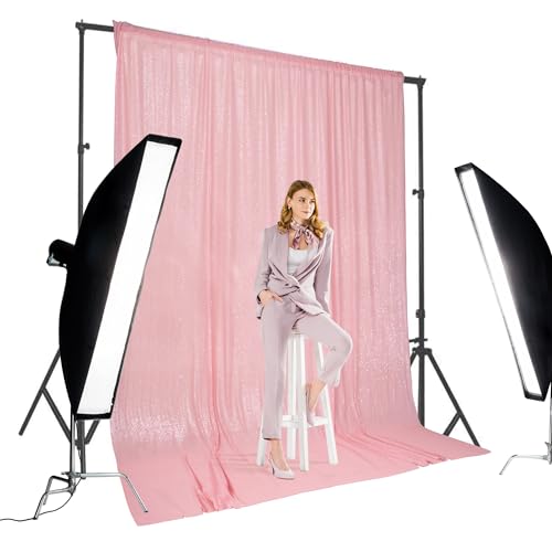 Image of PartyDelight Pink Sequin Backdrop 10x10ft 4 Inch Rod Pocket | Dense 3mm sequins on mesh backing with 4 inch rod pocket for large wedding walls group photos stages and reception displays