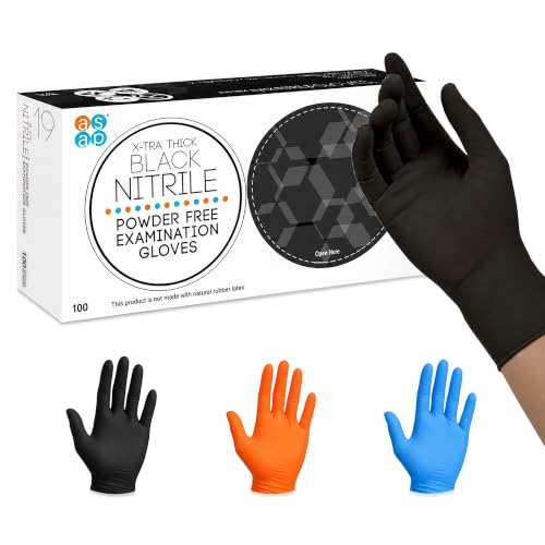 ASAP Black Nitrile Gloves Disposable Latex Free - 4 Mil, Powder Free, Food Safe, Kitchen & Medical...