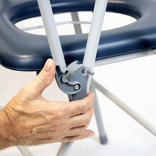 Chaise percée pliante pour senior avec assise rembourrée confortable