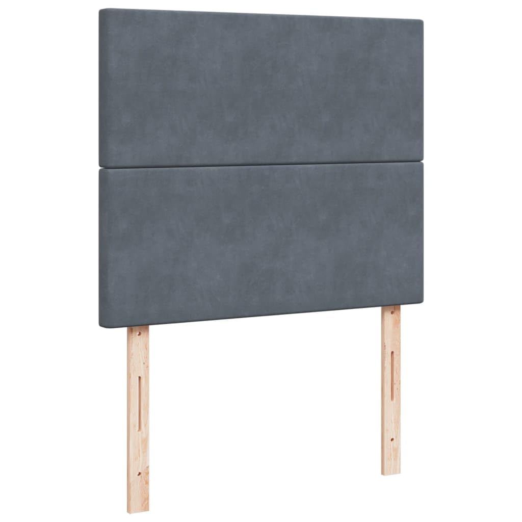 Samt Taschenfederkern Boxspringbett 120 x 200 cm Grau | Boxspringbett mit Matratze Dunkelgrau 120x200 cm Samt LED Bett mit Kopfteil verstellbar Taschenfederkern