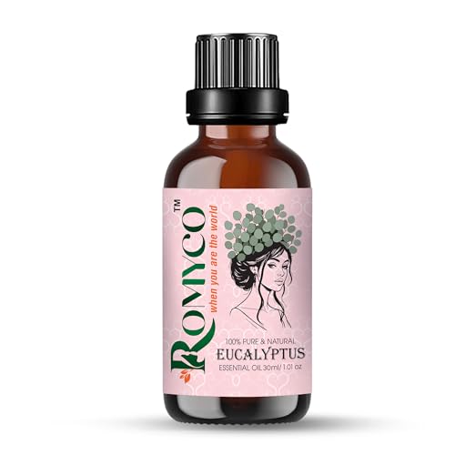 Image of Romyco Eucalyptus Essential Oil 30ml (Nilgiri) for Skin Hair Steam Inhalation & Massage | Aromatherapy Diffuser Oil | Premium Natural Undiluted Therapeutic Grade