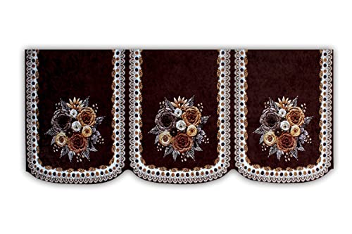 Image of The Furnishing Tree Velvet Floral Pattern 10 Pieces 5 Seater Sofa Cover Set Coffee