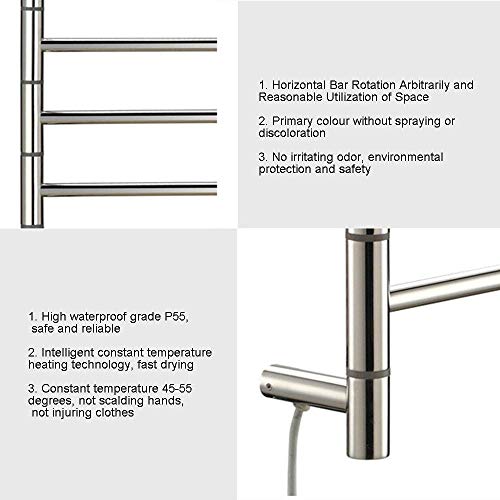 Toallero eléctrico inteligente de acero inoxidable 304 para pared en baño moderno 4