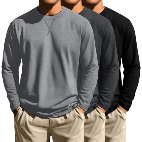 Chemises grandes et hautes homme t-shirt long col rond confortable lot de 3 L-7XL