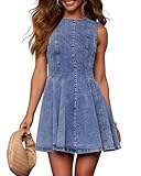 KDF Denim Dress for Women Sleeveless Babydoll Tank Jean Dress Slim Fit A-Line Summer Dresses for Women 2025