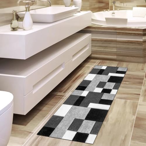 Alfombra larga patchwork de poliéster para pasillos transitados 4