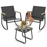 Ahomly 3 Pieces Patio Furniture Set Textilene Fabric Outdoor Patio Rocking...