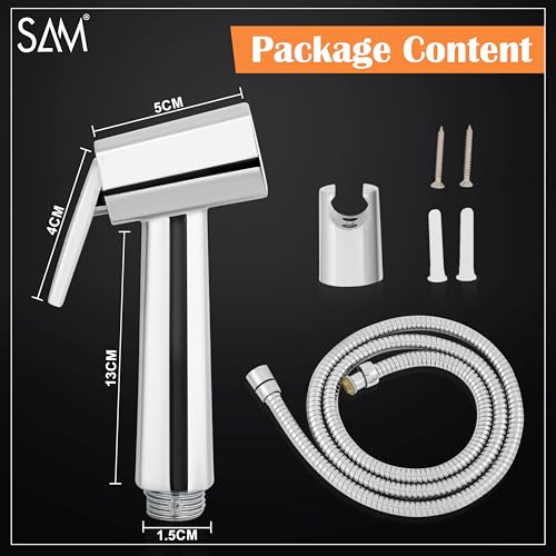 Image of SAM Aqua Health Faucet Set Water Saving Health Faucet 1 Meter Flexible Hose and Wall Mount for Toilet | Jet Spray