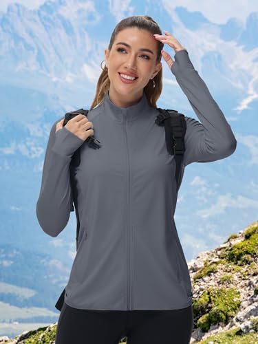 Tacvasen TCLT-713-W658-DARK GRAY-XL Uv Protection Shirt For Women Workout Jacket Long Sleeve Hiking Shirt Gym Jacket Womens Activewear thumb #4
