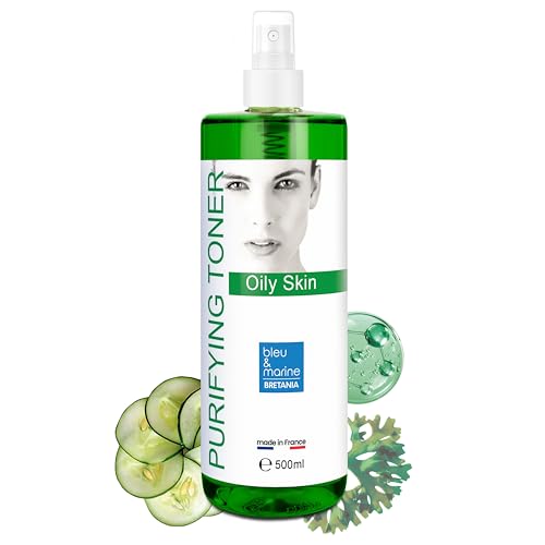 Bleumarine Bretania - Loción Tónica Facial Reguladora | Controla Grasa/Acné | Enriched con Té Verde/Pepino | Uso Diario/Post-afeitado | Unisex, Transparente, 500 ml