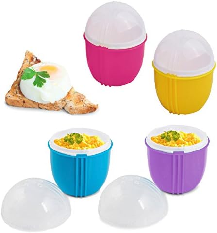 Zap Chef Microwave Egg Cooker, Set of 4 - Effortless Breakfast, Microwavable Egg Maker/Poacher, BPA Free, Perfect Scrambled and Poached Eggs in Seconds (4 Pack)