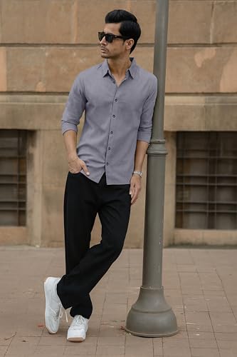 Image of Popcorn Textured Shirts for Men Grey XL