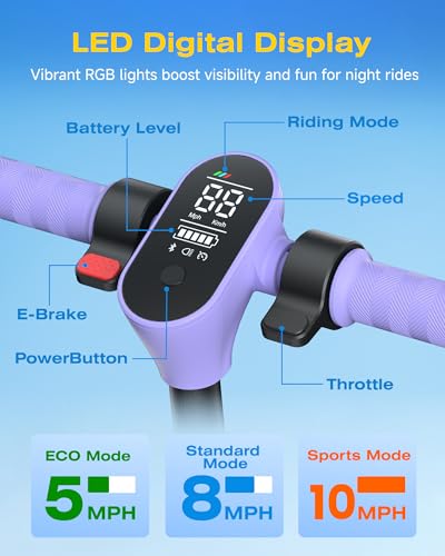 Image of ECOROAD 2-in-1 Kids Electric Scooter EK8,200W Motor & 9 Miles Range,Up to 10 MPH,Dual Brake System,Bluetooth Music & Foldable & Adjustable Height, for Kids Ages 6-12(Black)