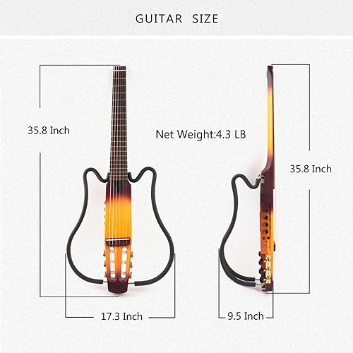 Image of Fojill Electric Classical Guitar Classic Nylon String Travel Portable Foldable Fold Flding collapsible Silent Mahogany Body Maple Neck Rosewood Fretboard With Gig Bag