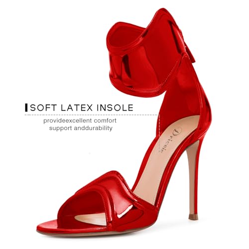 Image of Women's Metallic Open Toe Heels Sandals Back Zipper Dressy Heels Ankle Strap Heels for Party Wedding