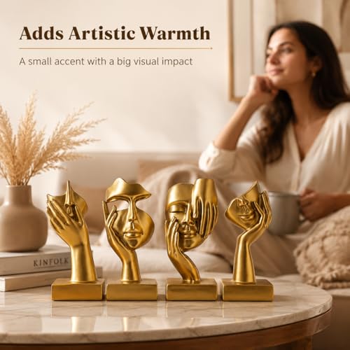 Set de 4 Figuras Pensador Oro Escultura Abstracta miniatura 4