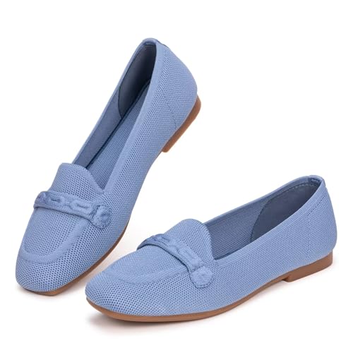Image of Frank Mully Women's Loafer Flats Square Toe Comfortable Office Work Shoes, Cute Penny Loafer Slip On Walking Driving Shoes
