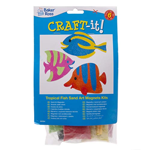 Baker Ross AW394 Zandkunst knutselset"Tropische Vissen" met magneten (6 stuks) – voor kinderen om te knutselen,gesorteerd - Image 4