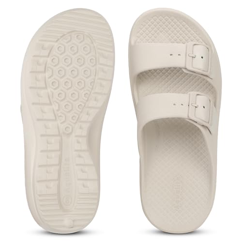 Image of Aqualite Women's Slides Slippers - Slip-On Flat Base Flipflop Lightweight, Anti-Skid & All-Day Comfort | Casual Home & Outdoor Sandals for Women