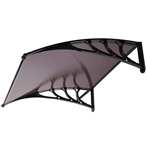 VIVOHOME Polycarbonate Window Door Awning Canopy Brown with Black Bracket 40 Inch x 40 Inch
