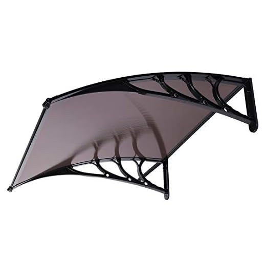 VIVOHOME Polycarbonate Window Door Awning Canopy Brown with Black Bracket 40 Inch x 40 Inch