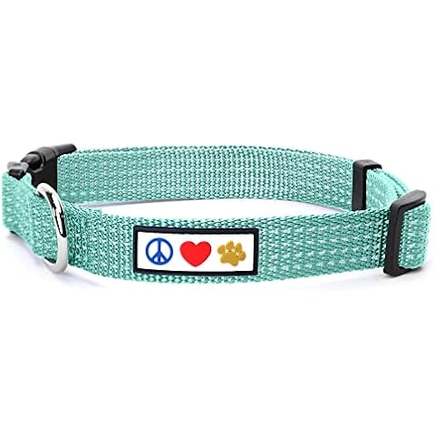 Pawtitas Reflective Dog Collar Adjustable Dog Collars for Small Dogs Puppy Collar Extra Small Dog Collar Teal Dog Collar Cover