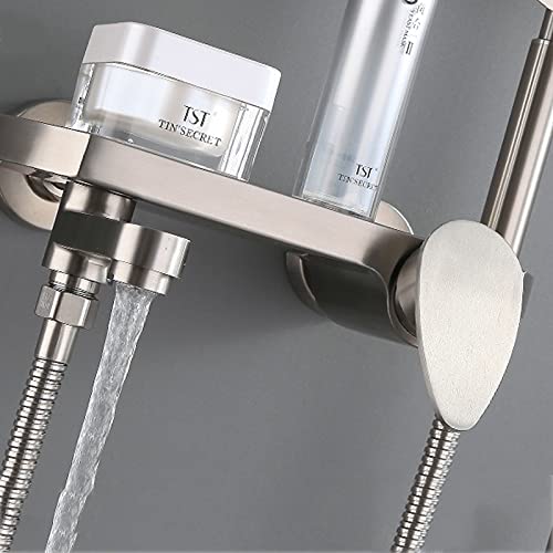 Robinet de douche mural inox 304 avec tablette de rangement brossé