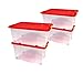 Produktbild Unimet 4er Set Eurobox mit Deckel und Rollen 60 X 40 X 33 cm rot Griffe gelb