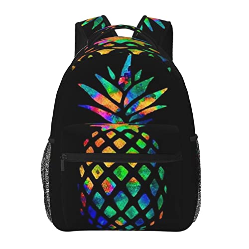 Sac à dos ordinateur portable en toile noire imprimé ananas voyage randonnée
