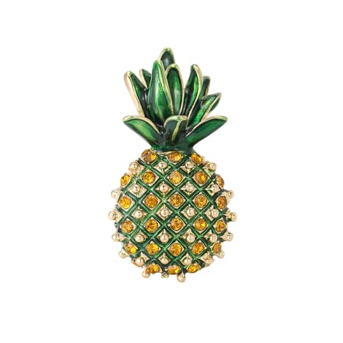 Image of Fashion Pineapple Brooch for Women Men Cartoon Fruit Brooches Lapel Pin Boutonniere Dainty Crystal Cubic Zirconia Clothing Bag Hat Accessories Wedding Bridal Banquet Clothing Decoration Unique Jewelry