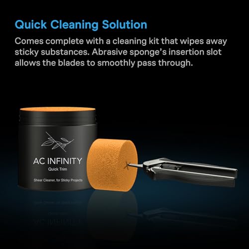 AC Infinity 6.6” Stainless Steel Pruning Shear with Cleaning Kit, Lightweight Ergonomic Design, Nonstick Teflon Coated Blades for Gardening, Hydroponics, Grow Tents