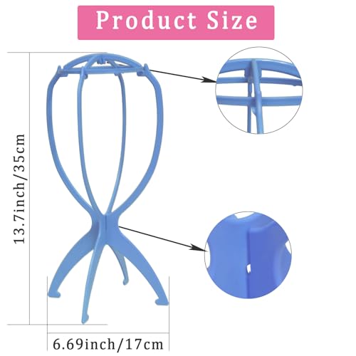 ZeriTlolen 3 Pack Wig Stands for Long Short Hair Portable Collapsible Dryer Travel Extensions Stands - Image 3