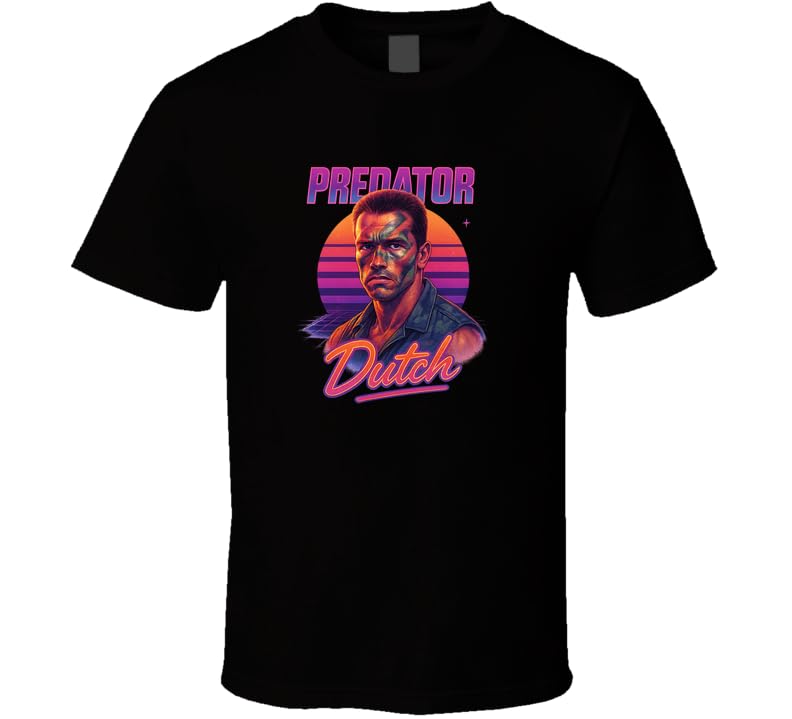 Predator Dutch Arnold Retro 80s Neon Portrait Movie T Shirt 2XL Sport Grey