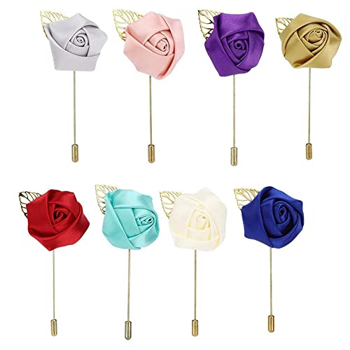 YZSZ 8 Stück Blumen Anstecknadel Boutonniere Handgefertigt Revers Pin...