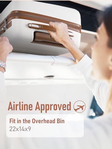 Carry on Luggage 22x14x9 Airline Approved with Spinner Wheels, Hardside Lightweight 20" Carry on Suitcase Airline Approved TSA Lock (Beige)3