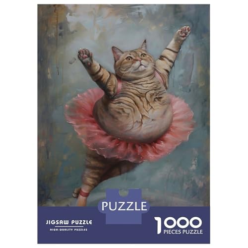 Rompecabezas De 1000 Piezas para Adultos Hilarious Fat Ballet Cat Rompecabezas para Adultos Juguete Decoración De Pared Regalos para Mujeres para Cumpleaños, Navidad 38x26cm/1000pcs
