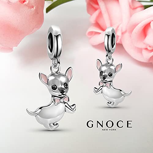 GNOCE Chihuahua Pendant Charm Sterling Silver Dangle Animal Charms Bead Fit Bracelet/Necklace Gift For Women Wife3