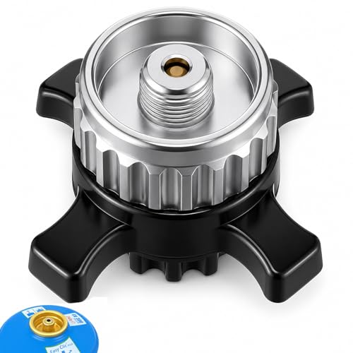 XIANJIA Gaskartuschen Adapter kompatibel mit Campingaz CV Easy Clic auf EN417 Schraubventil luftdichte Verbindung Ventilkartuschen Adapter für Camping- & Outdoor-Kocher Einfache Installation Silber