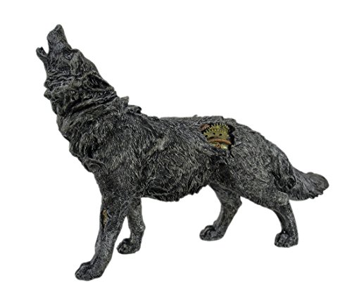Estatua lobo gris aullador estilo steampunk miniatura 2
