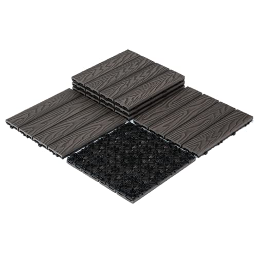 PANDAHOME 6 PCS Wood Plastic Composite Patio Deck Tiles, 12