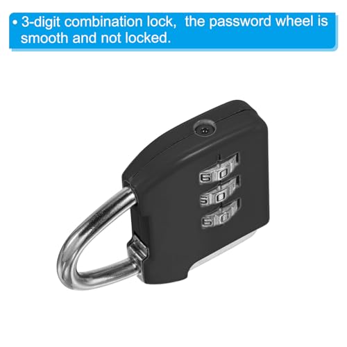 Image of PATIKIL Security Steel Cable with 3 Digit Combination Lock, 2 Set Travel Padlock 3.3Ft Coated Safety Wire Rope Double Loop for Luggage Suitcase, Black