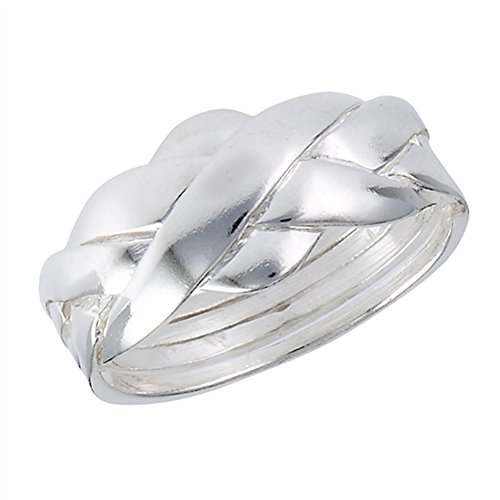 Puzzle Criss Cross Knot Ring New 925 Sterling Silver High Polish Band Size 7