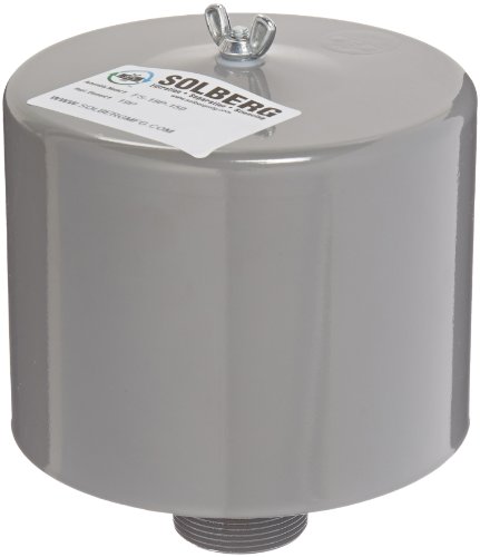 Solberg FS-19P-150 Inlet Compressor Air Filter Silencer, 1-1/2" MPT Outlet, 6-5/8" Height, 6" Diameter, 85 SCFM, Made in the USA