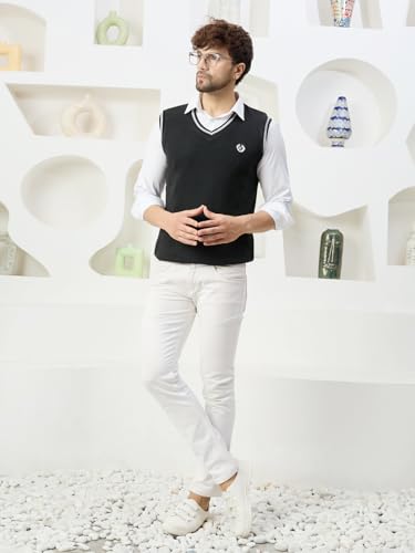 Image of Kvetoo V Neck Sleeveless Winter Wool Sweater for Men