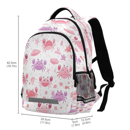 Dussdil Cute Sea Crabs (32) Kids Backpack School Backpacks for Boys Girls, 16 Inch Casual Book Bag Daypack Back Pack Double Zipper Travel Bags3