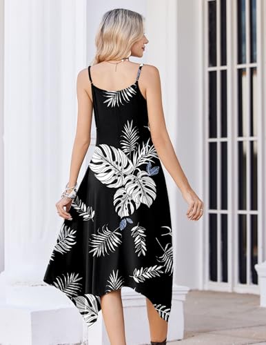 Image of Zeagoo Women Summer Midi Dresses 2026 Hawaiian Bohemian Beach Cover Up Sundress Spaghetti Strap Casual Dress with Pockets