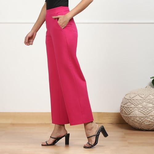 Image of BIBA Women Polyester Relaxed Solid Pants