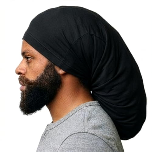 KLY Groups Spandex Dreadlock Caps for Locs, Braids & Natural Hair, Super Long 2 Pack – 4-Way Stretch Sleep & Workout Cover, Protects from Breakage & Lint, Unisex Black 9' x 20'